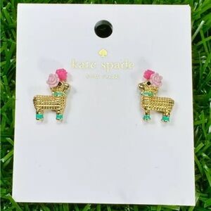 Kate Spade Gold and Pink Llama Stud Earrings